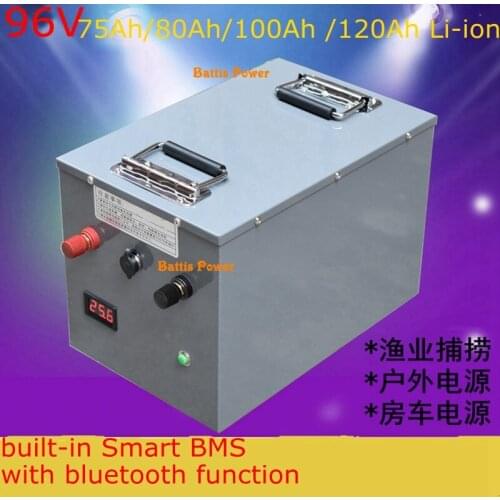 New 96V 75Ah/80Ah/100Ah/120Ah lithium ion battery BMS with bluetooth for motorcycle/RV/energy sotrage/Robot+109.2V 10A Charger