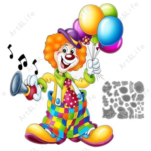 New Metal Cutting Dies Funny Clown Joker Balloon Stencils for Making Scrapbooking Album Paper Cards Embossing Cut Die