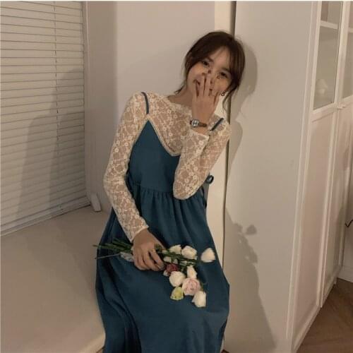 Dress Temperament Suspender Skirt New Spring and Autumn Womens Skirt Korean Version Loose and Thin Niche Mid-length Skirt