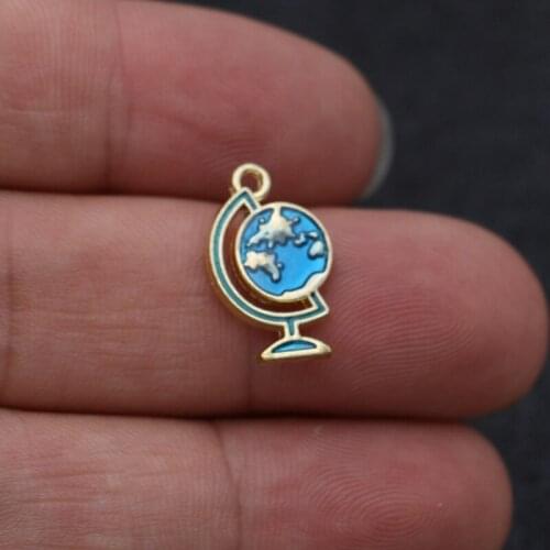 6PCS Gold Color Enamel Planet Globe Charms Pendants for Jewelry Making Bracelet Necklace DIY Earrings Handmade Craft