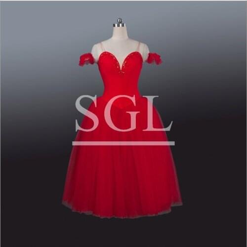 2016 Adult/Girls Red Long Skirts Romantic Tutus For Ballet Competition Or Performance Classical Tutu For Dance Show AT1227