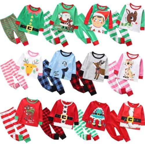 Christmas Baby Pajamas Santa Claus Toddler Baby Clothes Set Long Sleeve Cartoon Top Pants 2 Piece Set Fall Infant Pajamas Set