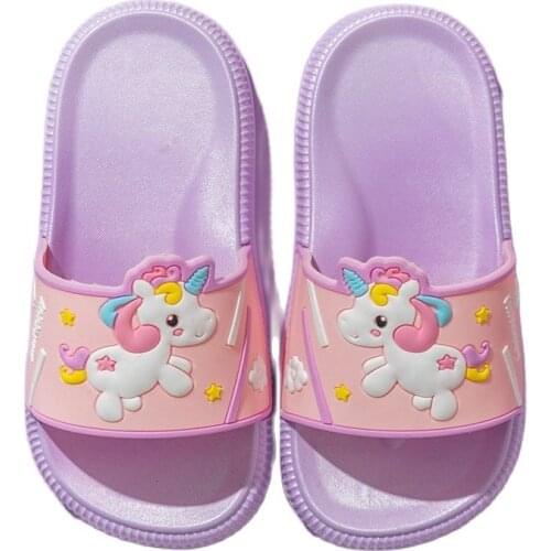 Suihyung Kids Unicorn Slippers 2021 New Children Beach Shoes Casual Sandals Girl Cartoon Rainbow Home Slippers Baby Summer Shoes