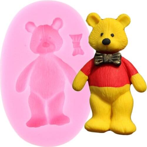 Bowknot Bear Silicone Mold Baby Birthday Cake Border Fondant Cake Decorating Tools Candy Clay Chocolate Filling Gumpaste Molds