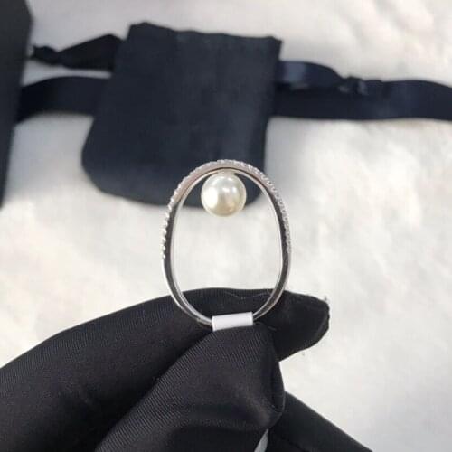 UMGODLY Luxury Brand Pure Ring Paved Zircon Stones Pearl Ring for Women Fashion Jewelry New Arrival