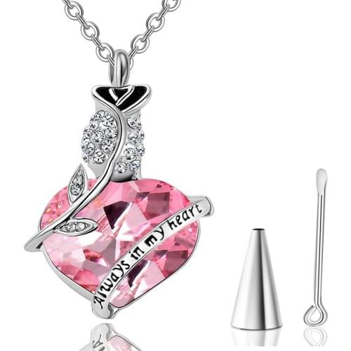 Heart Urn Necklace for Ashes Always in My Heart Cremation Jewelry Memorial Ashes Keepsake Pendant Jewelry 6 Colors Dropshipping