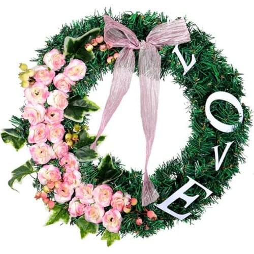 Rose Wreath Garland Pendant Love Letters Window Decoration for Home / Hotel / Shopping Mall Party Valentines Day Anniversary