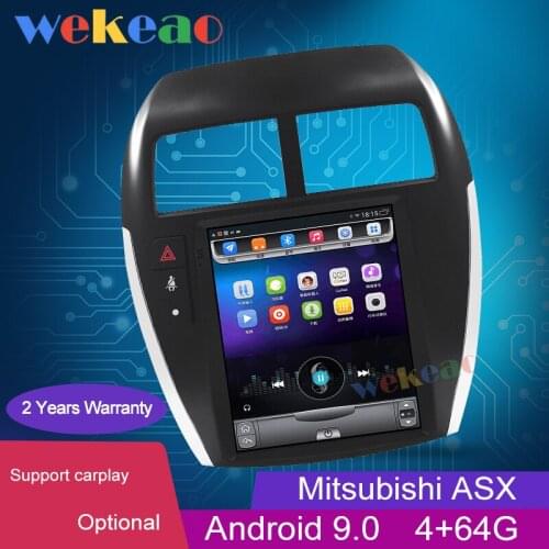 Wekeao Vertical Screen Tesla Style 10.4'' Android 9.0 Auto Radio GPS Navigation For Mitsubishi ASX Car DVD Player 4G 2010-2014