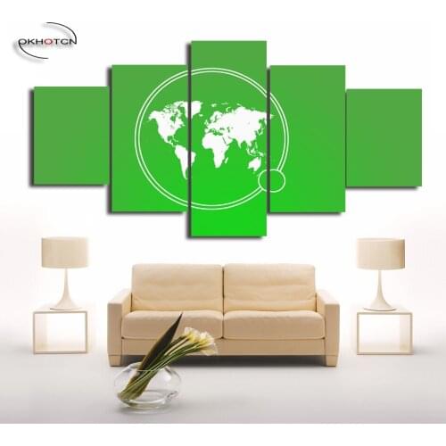 Green Poster World Map Earth Unframed Prints Poster For Living Room HD Printed Cuadros Modular 5 Pieces/Set Painting