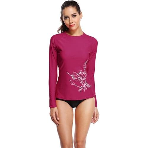 Womens Long Sleeve Rash Guard UPF 50+ Swim Shirts Surf Swimsuit Tops