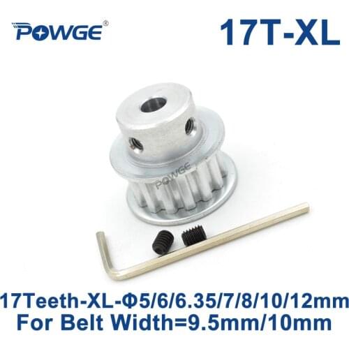POWGE Trapezoid 17 Teeth XL Timing pulley Bore 5/6/6.35/7/8/10/12/14/15/16/17mm for width 9.5mm XL Synchronous Belt 17teeth 17T