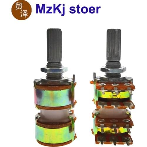 1PCS NEW WH148 Taiwan B50K B100K 50K 100K Stereo Volume Potentiometer Audio 4 Channels Volume Potentiometer 50KBX4 100KBX4 RK163