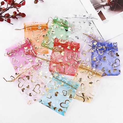 100pcs Colourful Organza Bag Jewelry Packaging Gift Bag Drawstring Bag Yarn Net Bags Jewelry Present Wedding Party Gift Pouches
