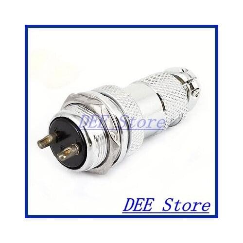 16mm 2-pin GX16-2 Male Female Wire Panel Power Chassis Aviation Plug Silver Tone