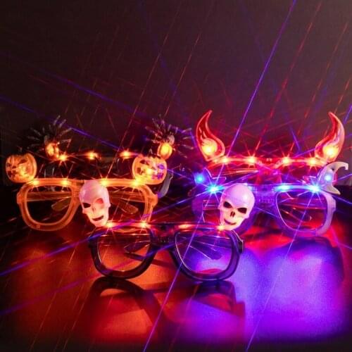 20pcs Halloween Party Flash Glasses LED Luminous Funny Holiday Decoration Masquerade Ball Role Play Props for Adults Child Gifts
