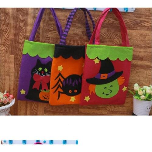 30pcs/lot kids halloween treat or trick tote bag 7 styles non woven halloween bucket bag candy gift bag pumpkin ghost party bag