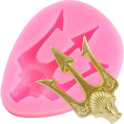 3D Trident Silicone M0lds Fondant Cake Decorating Tools DIY Party Cupcake Topper Candy Polymer Clay Chocolate Gumpaste Moulds