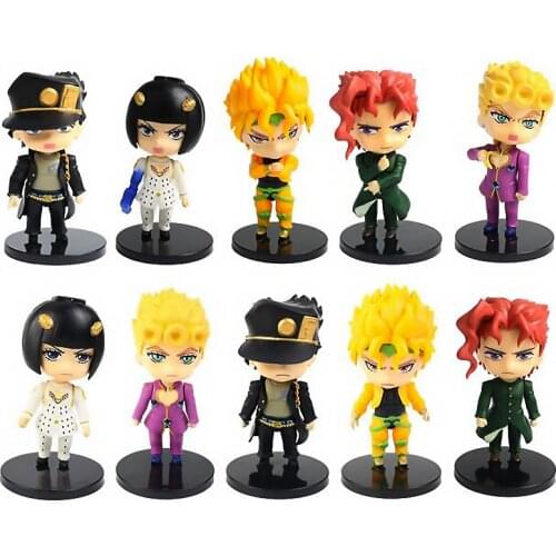 5Pcs/Set JoJos Bizarre Adventure Giorno Giovanna Bruno Bucciarati Kujo Jotaro Dio Kakyoin Noriaki Q Version Figures Toys Dolls