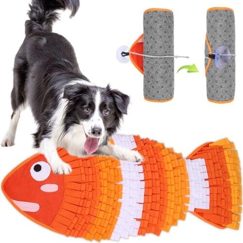 80cm Pet Sniffing Mat Dog Slow Food Bowl Energy Consumption Fish Shape Blanket for Small Big Cats and Dogs Anti-choking Products