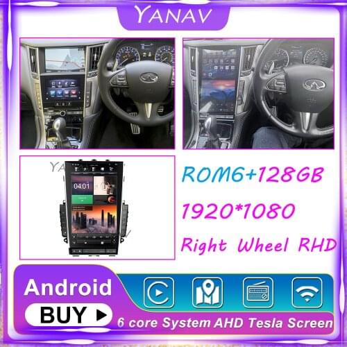 13.6 inch RHD car radio tesla multimedia head unit For Infiniti Q50S Q50L Q50 Q60 auto video 2din android PX6 128GB GPS navigat