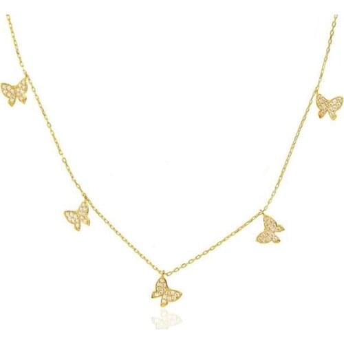 Butterfly Design Silver Women Necklace Trendy Fashion Women Gift 925 Sterling Silver Made in Turkey