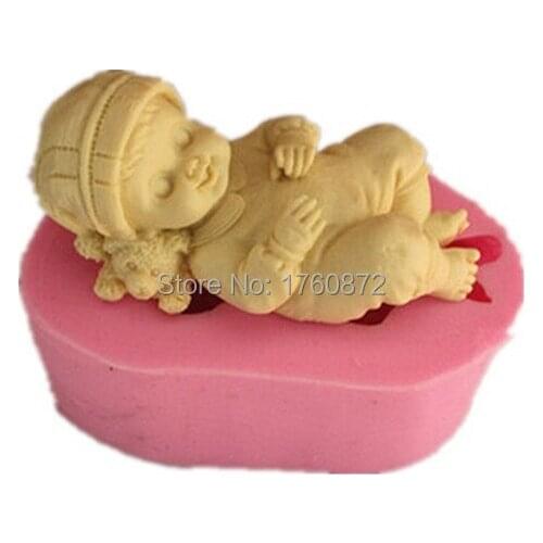 Free shipping Cute sleeping baby modelling fondant silicon mold chocolate cake decoration silicone mold silicone mold