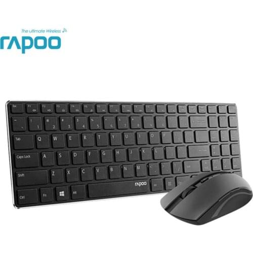Rapoo Wireless Slim Keyboard and Mouse Combo, Ultra-Thin Lightweight, Comfortable Silent Keyboards, 2.4G 1000 DPI Smooth Portabl