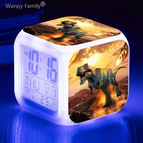 Dinosaur Alarm Clock 7 Color Glowing LED Digital Alarm Clock Kids room Multi-fonction Electronic Watches Clock