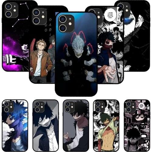 For iPhone 11 12 8 Plus Mini Pro X XR XS Max 4 5 7 6 6S 8 SE Phone Case Black Cover Etui Art Dabi My Hero Academia Anime