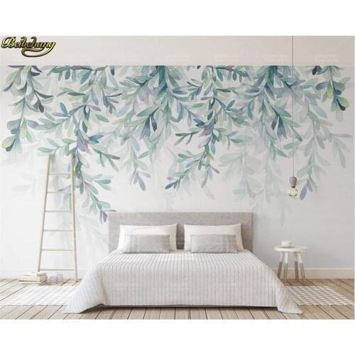 Custom Photo Wallpaper Modern Green Leaves Watercolor Nordic Style Mural Wall Paper Living Room TV Bedroom 3D Fresco Home Decor