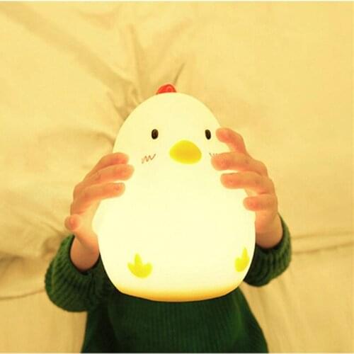 Ins Hot Creative Silicone Alarm Clock Wake Up Chicken Night Lamp Silicone Bedside Light Kids Room Night Light Free Shipping