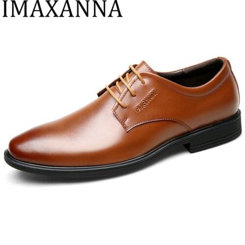 IMAXANNA Business Oxford Leather Shoes Men Dress Shoes Wedding Lace Up Formal Office Suit Men Casual Luxury Italian Top Quality