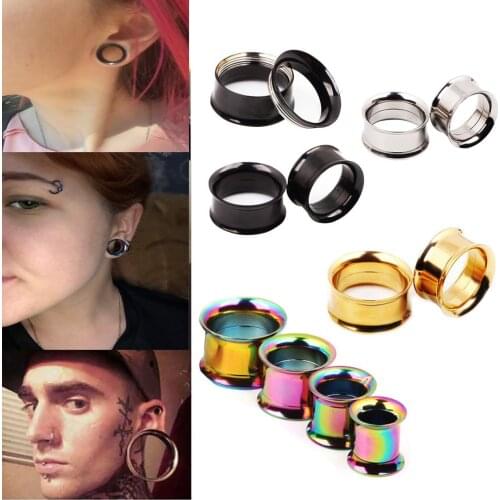 JUNLOWPY Stainless Steel Screwed Double Flared Ear Tunnels Expander Plugs Stretcher Earring Plugs Expander Body Piercing 0g 00g