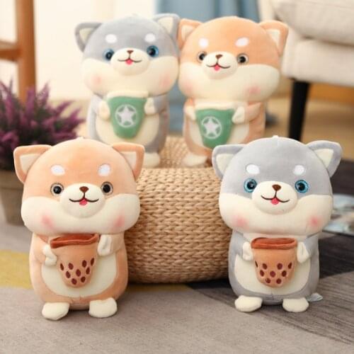 25cm Cute Shiba Inu & Corgi Dog Plush Toys Stuffed Soft Kawaii Animal Cartoon Milk Tea Dog Pillow Gift For Kids Baby Children