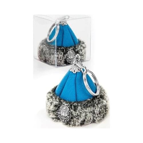 Mini Börk Keychain-Blue-6202 Kayi tribal Resurrection Ertugrul turkish ottoman crest Burk hat, leather winter set of turkiye ertugrul