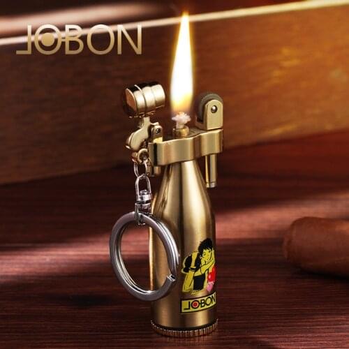 Jonbon Mini Keytchain Korosene Lighter Vintage Rolling Oil Lighter Inflatable Cigarette Lighter Smoking Accessories Gift for Men