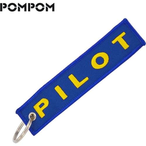 Fashion Pilot Key Chain OEM Key Label Chains Aviation Gifts Blue with Yellow Pilot Luggage Tag Jewelry Embroidery Safety Tag