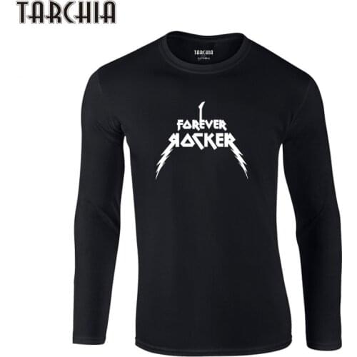 TARCHIA 2021 Homme Slim Fit Brand Mens T-Shirts New Forever Rocker Cotton Tops Men Tee Long Sleeve Fun Autumn Print Shirts