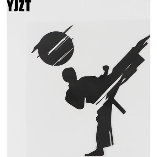 YJZT 12.1CMX13.5CM Fashion Athlete Fighter Martial Arts Decal Vinyl Car Sticker Black/Silver 8A-0688