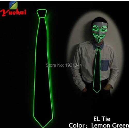 Neon Glowing Light Necktie with DC-3V Steady on driver 5pieces EL Wire Glowing Tie Fashion Event Glow Party Decoration
