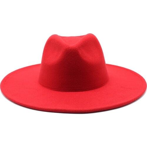 2021 New Wool Felt Jazz Fedora Hat Women Unisex Wide Brim Panama Party Trilby Cowboy Cap Men Gentleman Wedding Hat