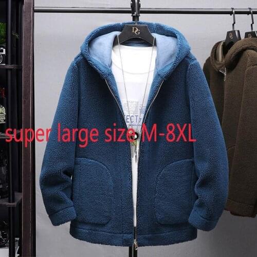 New Arrival Fashion Super Large Autumn And Winter Thick Young Men Hooded Fleece Coat Loose Casual Plus Size M-5XL 6XL 7XL 8XL