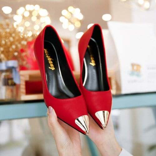 Spring New Pointed High Heels Shallow Mouth Stiletto Single Shoes 2019 With Soft Surface Black Leather Shoes Ladies Work Shoes