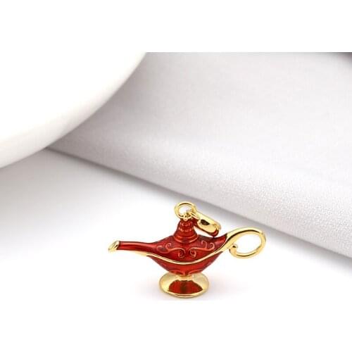 Red Aladdin Magic Wish Lamp 925 Silver Necklace Pendant For Women Sterling Silver Jewelry Birthday Gifts