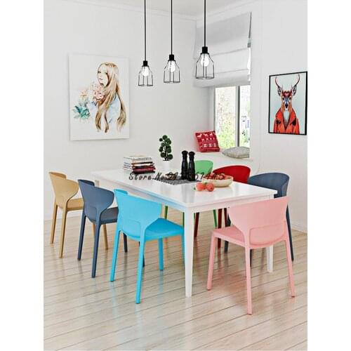 Simple dining chair Nordic home dining table chair net red horn chair plastic leisure glue thickening adult backrest stool