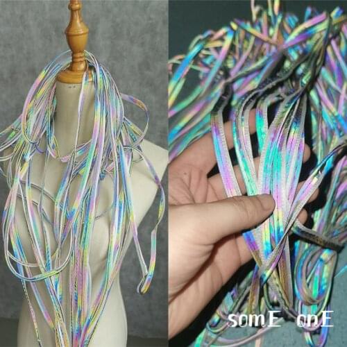 Rainbow Reflective Belt Accessories DIY Craft Supplies Bags Hats Stage Props Clothes Dress Belt Creative Designer Fabric