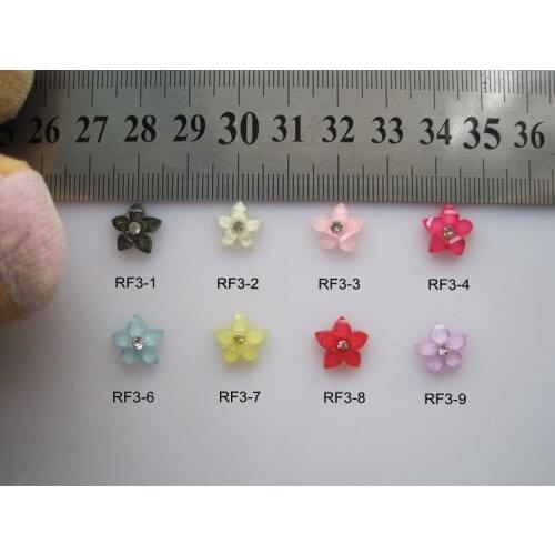 RF3 30pcs/bag Crystal Color Star-Shape Resin Flower with Rhinestone Nail Art Decoration Nail DIY Deco