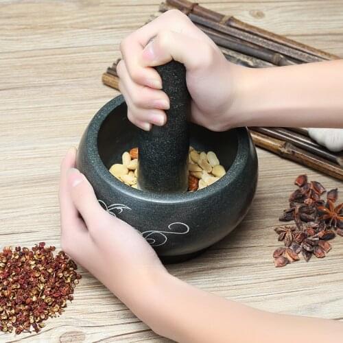 Household Manual Nature Stone Mortar Traditional Garlic Mash Garlic Medicine Milling Pot Grinder