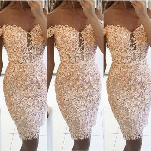 2019 Sexy Lace Dress Women Off Shoulder Bodycon Dress Backless Lace Floral Slim Party Evening Summer Lady Club Mini Dress