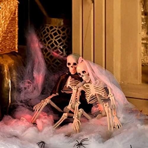 Articulated Skeleton Halloween Decoration Black and White Wedding Dress Ghost Groom Bride Human Body Bones Adult Toys Figures
